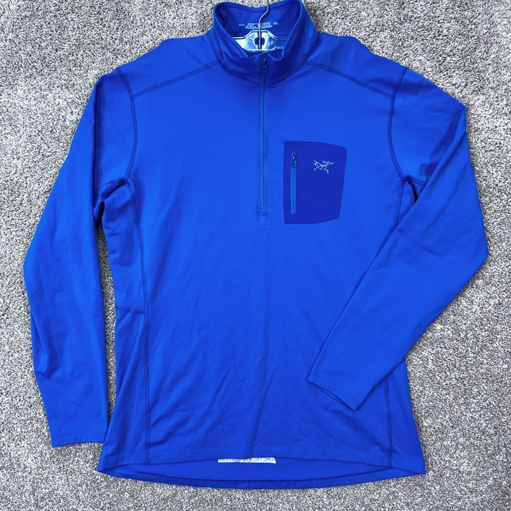 Arc'teryx Pullover Mens XL Rho LT Zip Neck Blue Arctic Expedition EUC